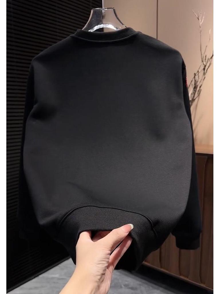 Autumn Arrival Men's High-End War Horse Embroidery Hoodie - Trendy, Versatile Round Neck Top