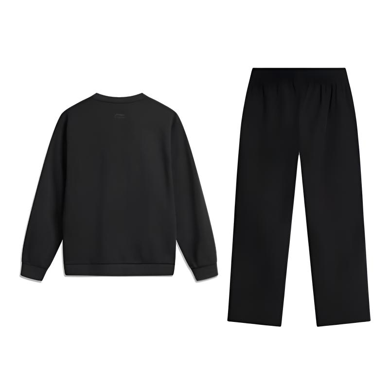 Li Ning Fashionable Simple Soft Breathable Loose Comfortable Versatile Crew Neck Pullover Long Sleeve Sweatshirt Casual Sports Set AWDVK45-1+YYKV199-1