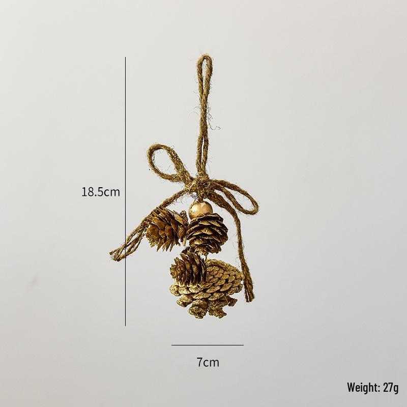 NUCHI Christmas Pine Cone String Ornaments & Wooden Bell Wind Chimes Decorations