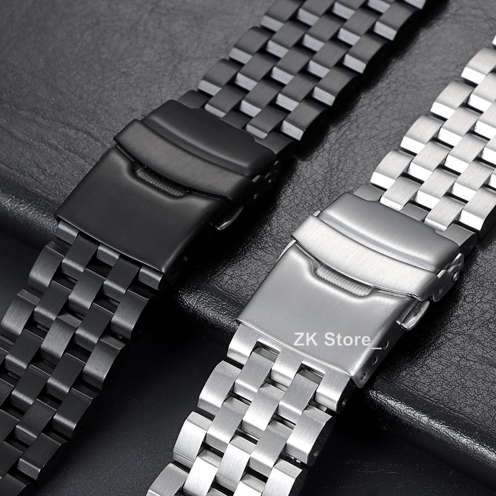 For Seiko Bracelet Full Solid Stainless Steel Strap 18mm 20mm 22mm 24mm Watch Band Flat End Men Wristband with Tool Accessories