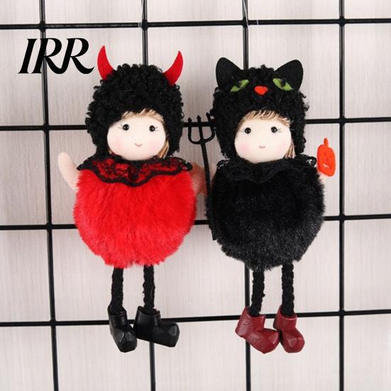Witch And Black Cat Plush Set Halloween Hanging Doll with Lanyard, Cute Furry Pom Soft Ball Ornament for Doors Windows Trees Party Decor Decoration