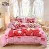 3pcs Valentine's Day Pink Romantic goblin love print coreless down duvet cover set multi size bedroom bedding holiday decoration