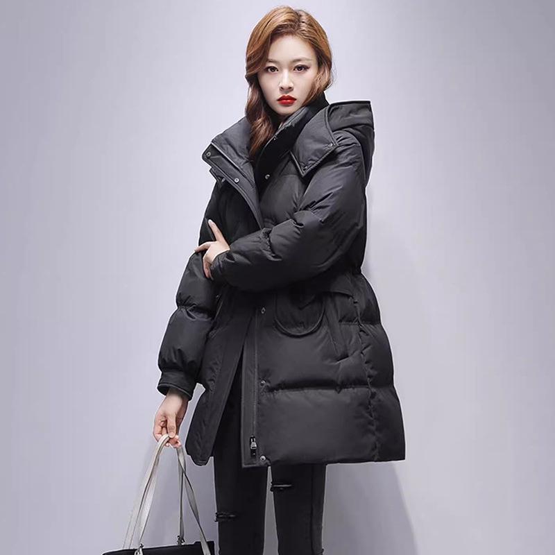 Women's Premium Composite Fabric White Duck Down Jacket with Bead Detailing, Thickened and Slim-Fit Design