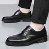 Leather Shoes Men's Autumn Business Dress High-end Sense Casual Commuting Leather Soft Sole Black Men's Wedding Groom Shoes
