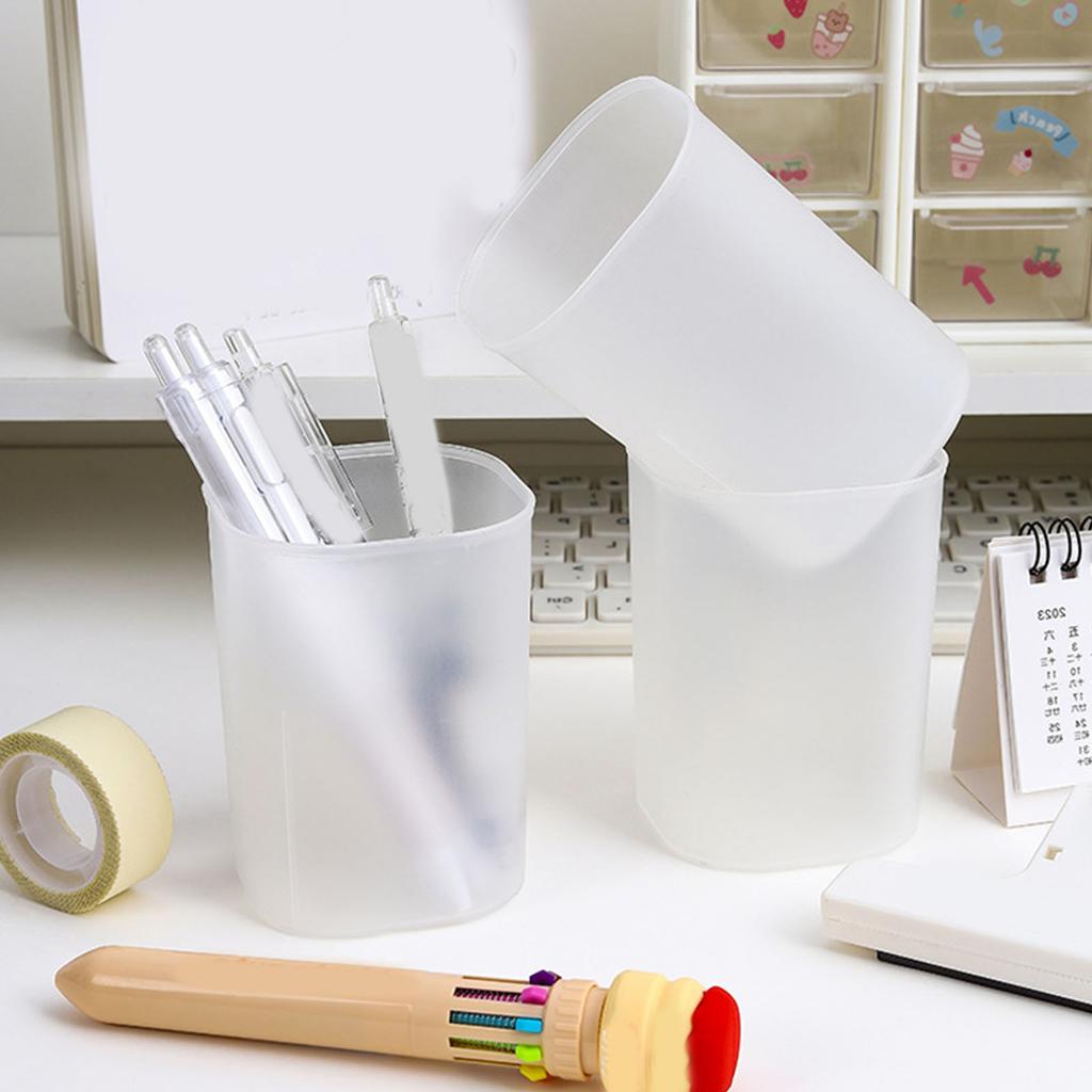 Schreibtisch Stifthalter Kunststoff Mattweiß Glatte Kanten Kleiner Stiftebecher für Stifte Bleistifte Radiergummi Weiß