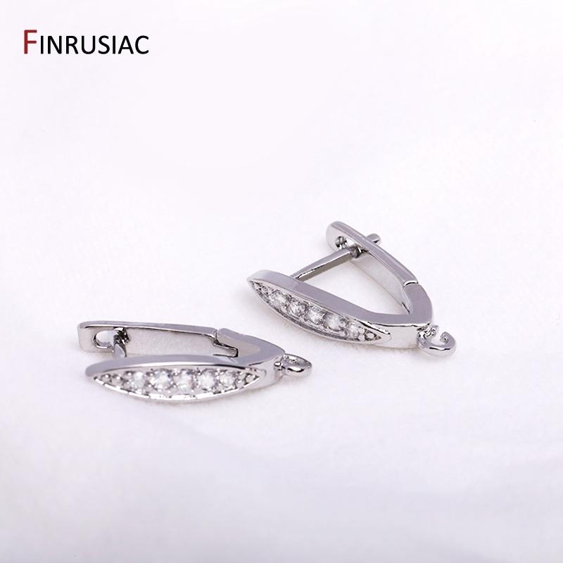 Rhodium/18K Gold Plated Zircon Earring Hooks Earring Making Supplies DIY Women Earring Jewelry Making Accessories Wholesale