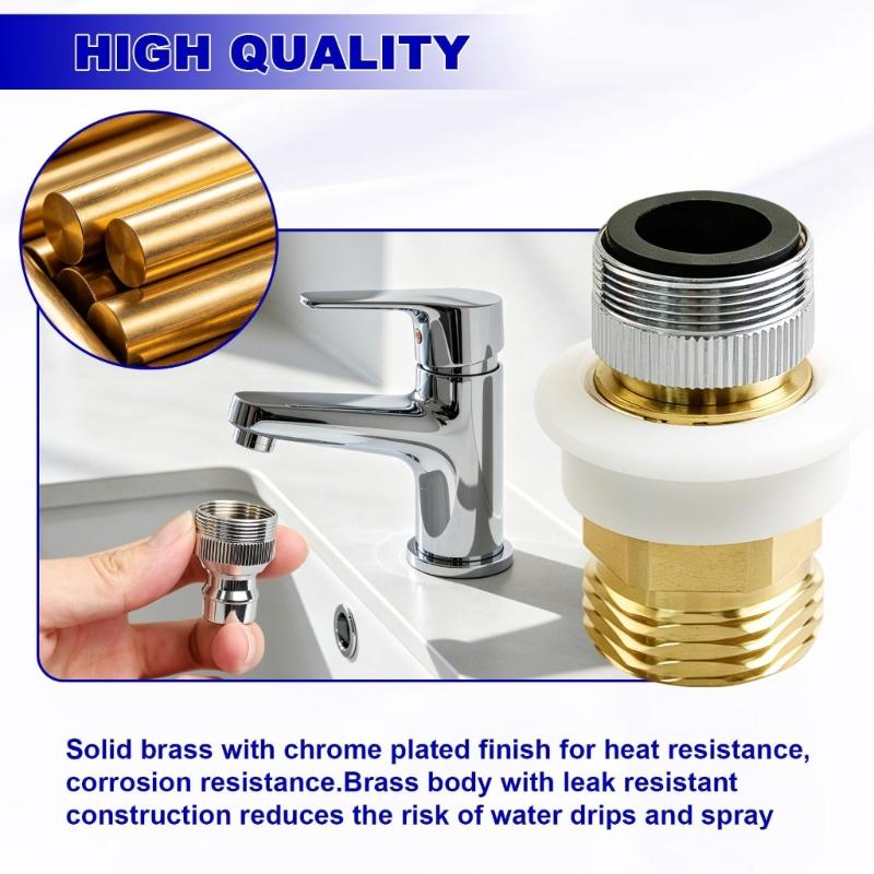 Snap Coupling Dishwasher Hose Adapter Replacement, Brass Snap Collar Fitting with Removable Aerator Compatibility, 15/16 In-27 or 55/64 In-27 to 3/4