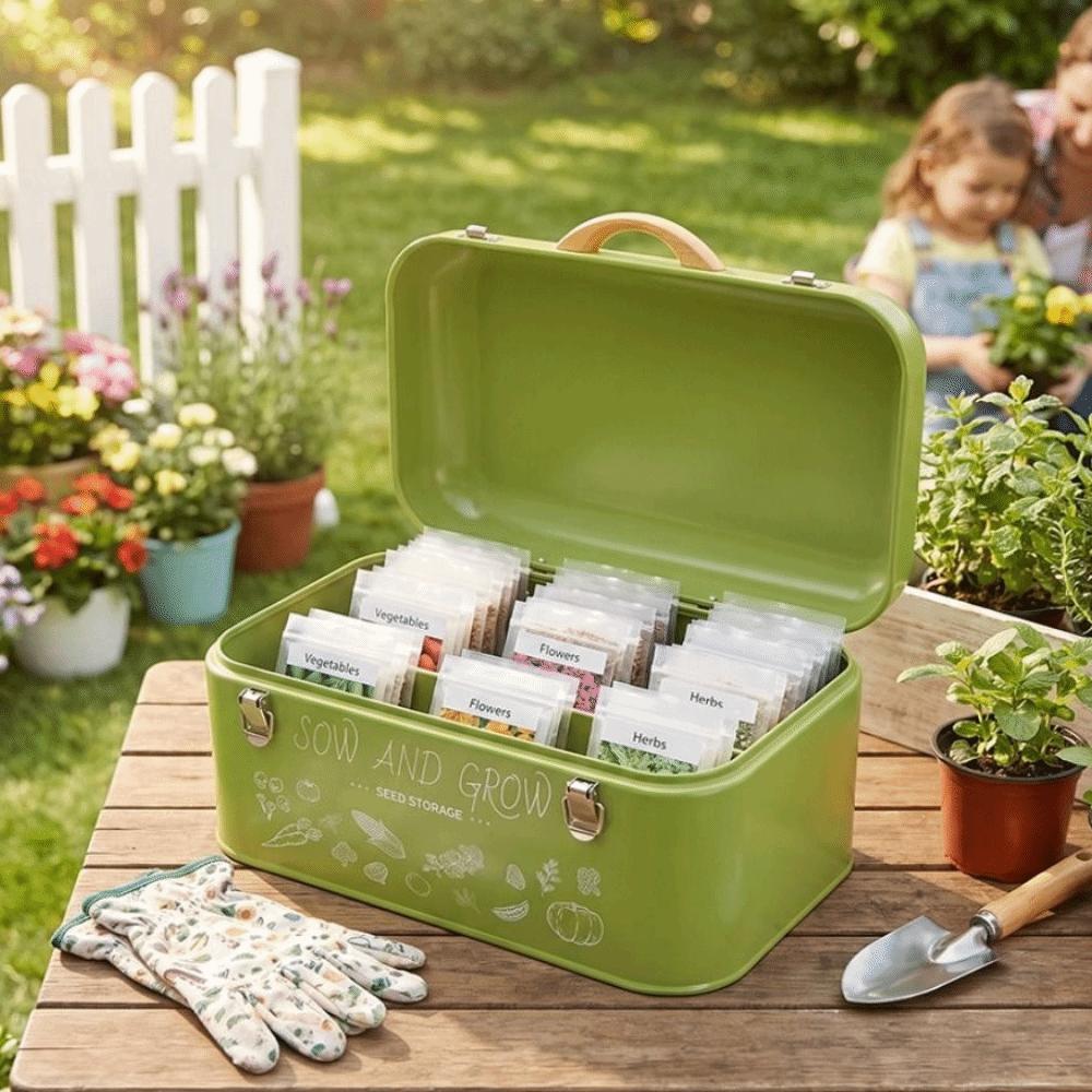 Metal Seed Storage Box Waterproof Storage Container Nordic Style Sorting Box Outdoor Gardening