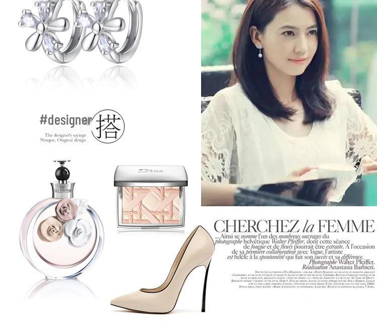 Sweet Plum Blossom Korean Snowflake Crystal Earrings - Elegant & Lovely Stud Ear Accessories