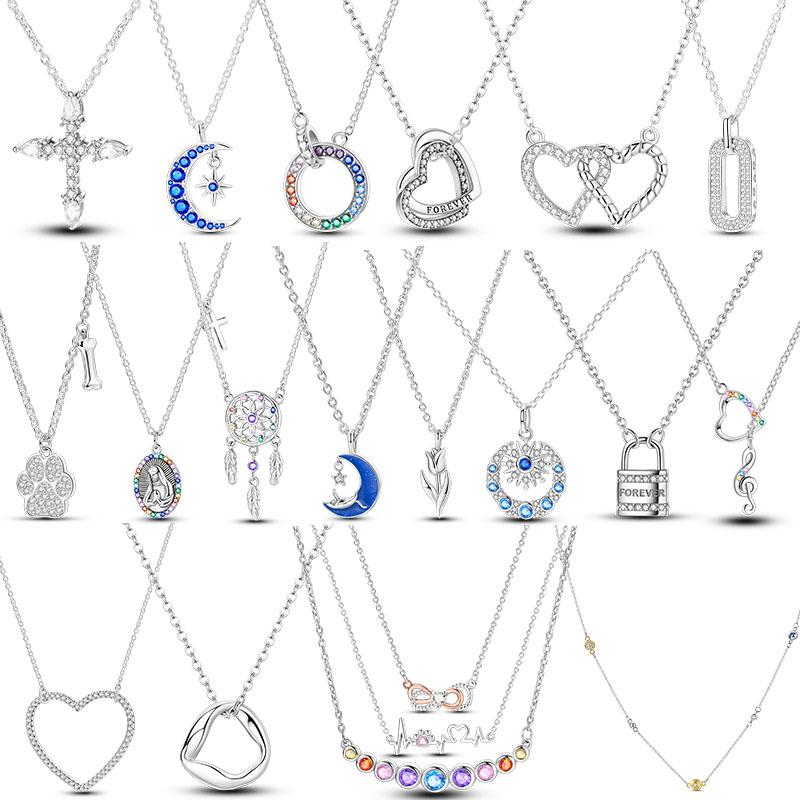 Pendant Necklace For Woman Copper Plated Heart Moon Original Chain Necklace Fashion Jewelry