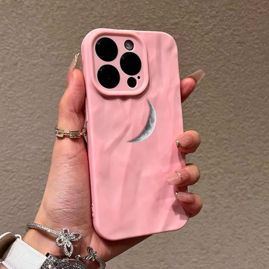 Creative Moon iPhone17promax Mobile Phone Case Is Suitable for Apple 16promax Pleats 14 Simple 15 Sets