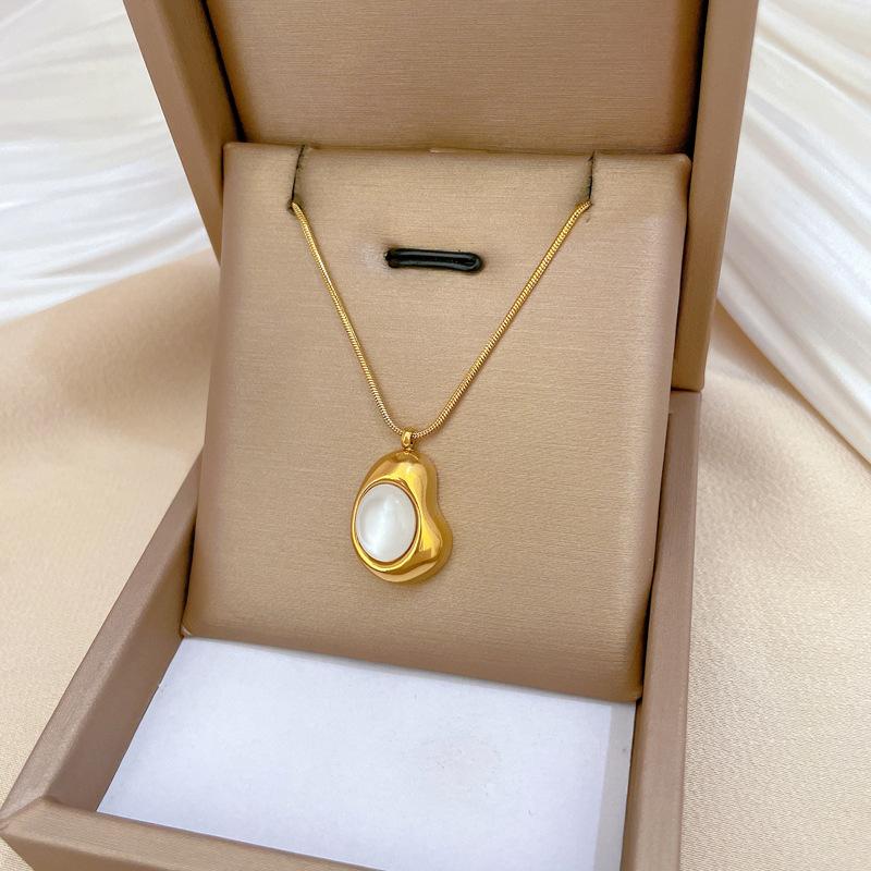 Cat'S Eye Beans Personalized Minimalist Wind Stove Real Gold Necklace Female Collarbone Chain