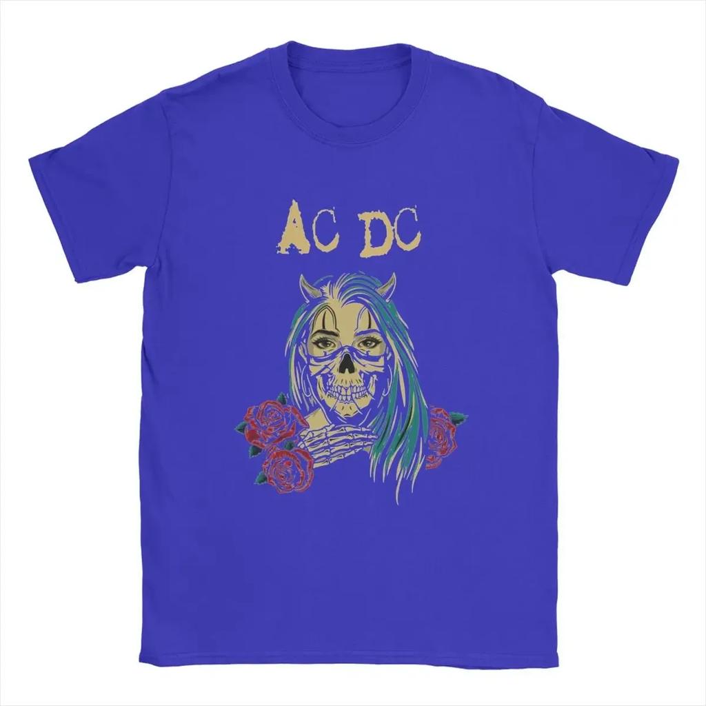 Maglietta da Uomo AC Band Musica DC Ghost Flower Casual 100% Cotone Manica Corta Cool Hip Hop Harajuku Magliette Girocollo Stampa