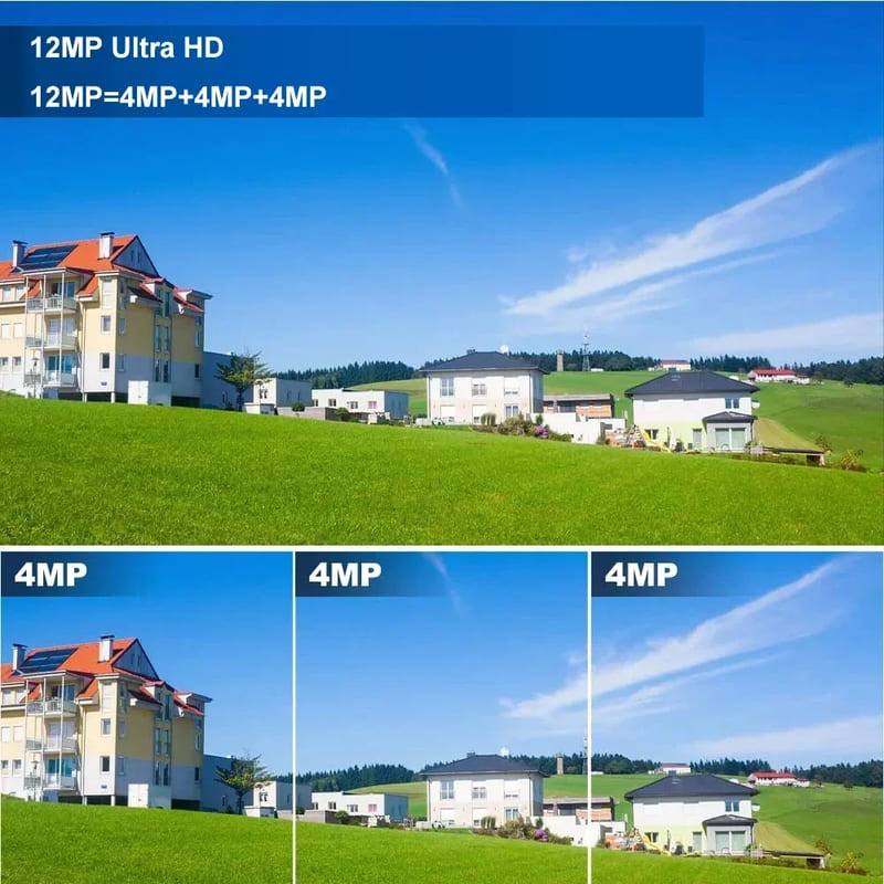 12MP Drievoudige Schermen IP66 Buiten HD Nachtzicht Ai Menselijke Detectie WiFi Bewakingscamera V380 Pro 4G SIM-kaart IP Beveiligingscamera