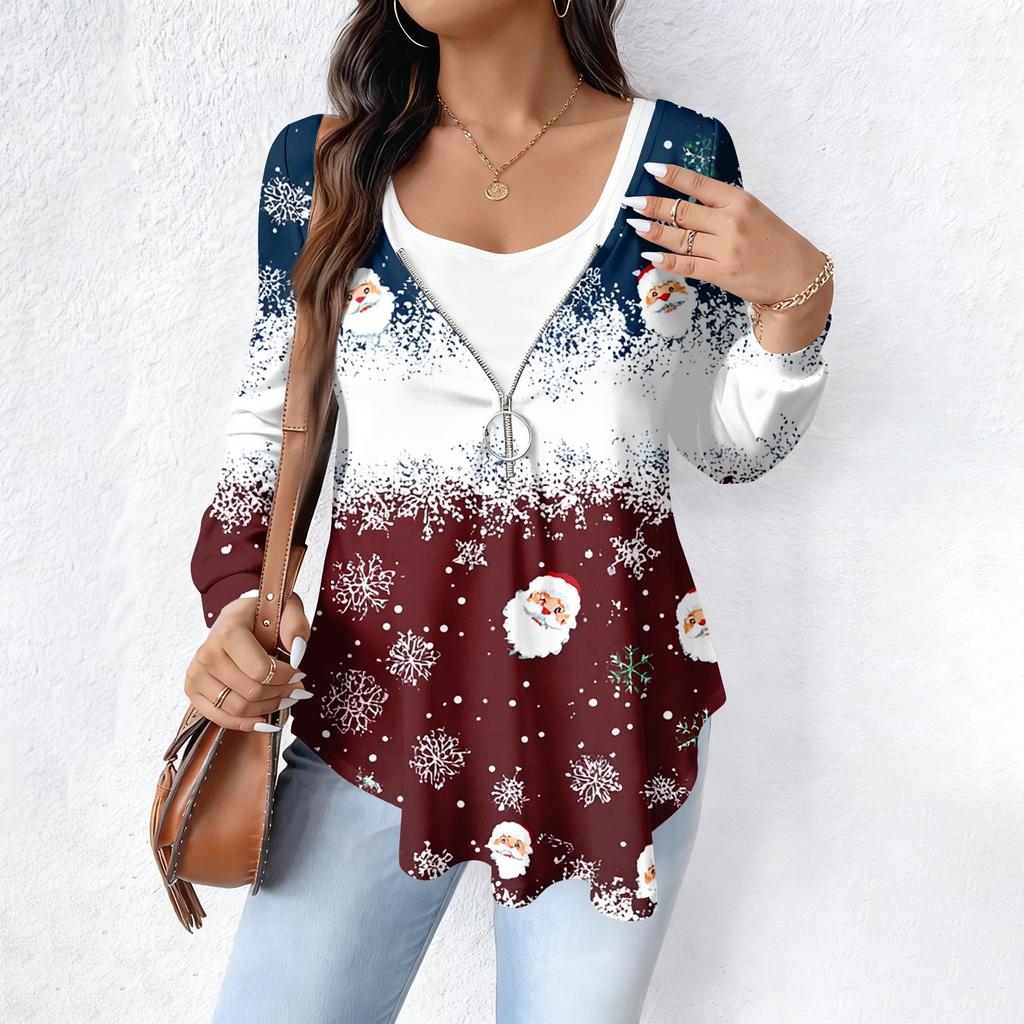 Women's Fashionable Casual Long Sleeved Loose Oversized Printed Top