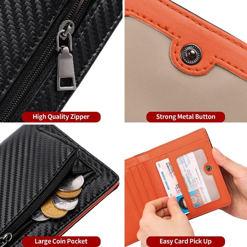 Japanese Style Carbon Fiber Leather Wallet for Men High-Quality Anti-Theft RFID Blocking Clutch PU Leather Coin Purse