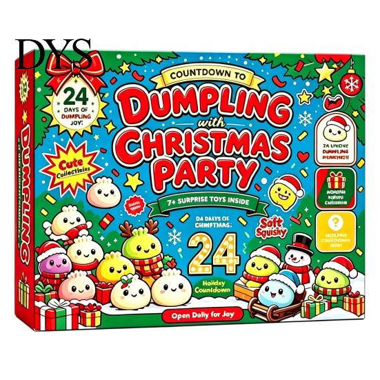 Stocking Stuffers for Kids 2026 Christmas Squeeze Toy Advent Calendar, 24-Day Dumpling Bun Fidget Surprise Gift Box Countdown Box, Soft TPR