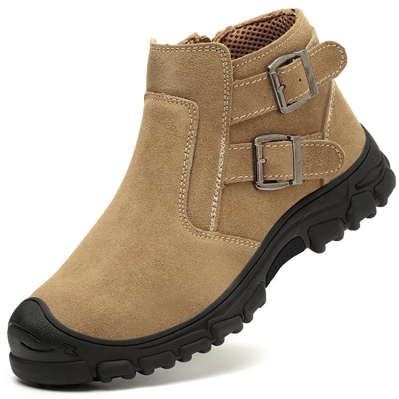 Fashion High Top Safety Shoes Man Steel Toe Work Shoes Protective Work Safety Boots for Men Women Non-slip Suede Leather Welder Shoes