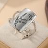Vintage CopperColor Hand Carving Leaf Bird Women's Ring Square Daily Wear Party Jewelry