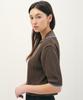 JUN BY JUN K V-Neck Collared Cotton Knit Top_Brown