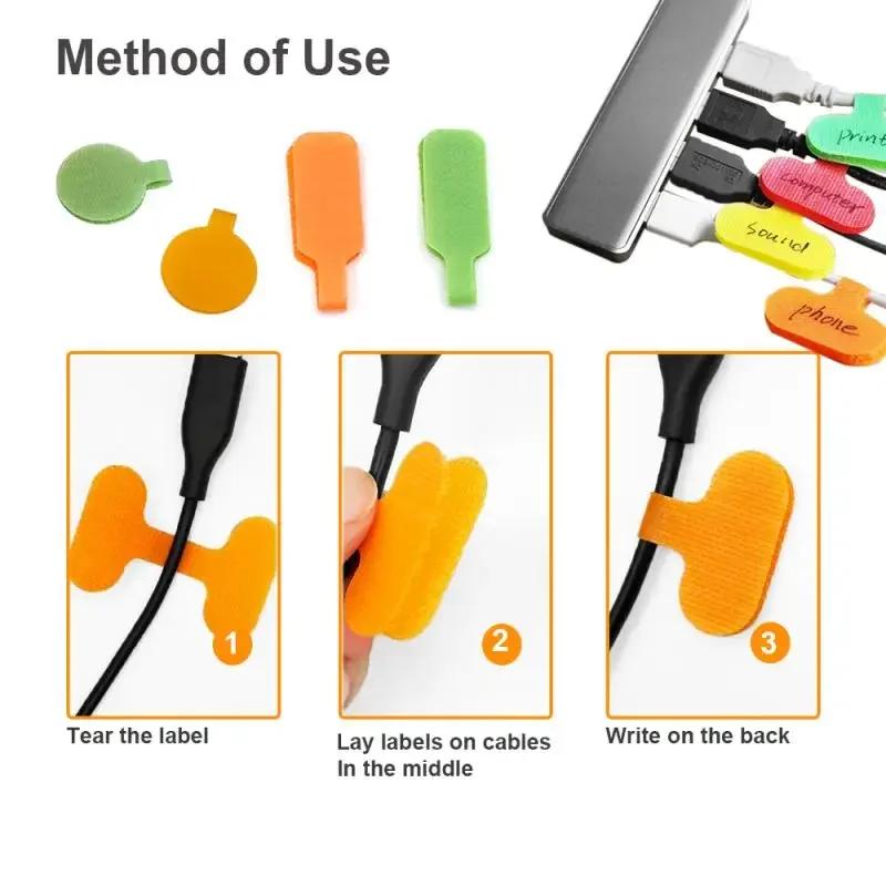 5-200PCS Cable Label Writable Colored Cable Identification Sticker Self-adhesive Writable Wire Classification Strap