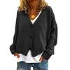 Cardigan de Malha Oversized Feminino da Moda com Botões Mangas Compridas Jaqueta Cor Sólida