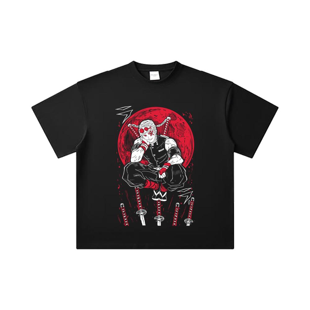 260 GSM Double Yarn 32 Count 100% Cotton Demon Slayer V48 Uzui Print Unisex Heavy Cotton T Shirt