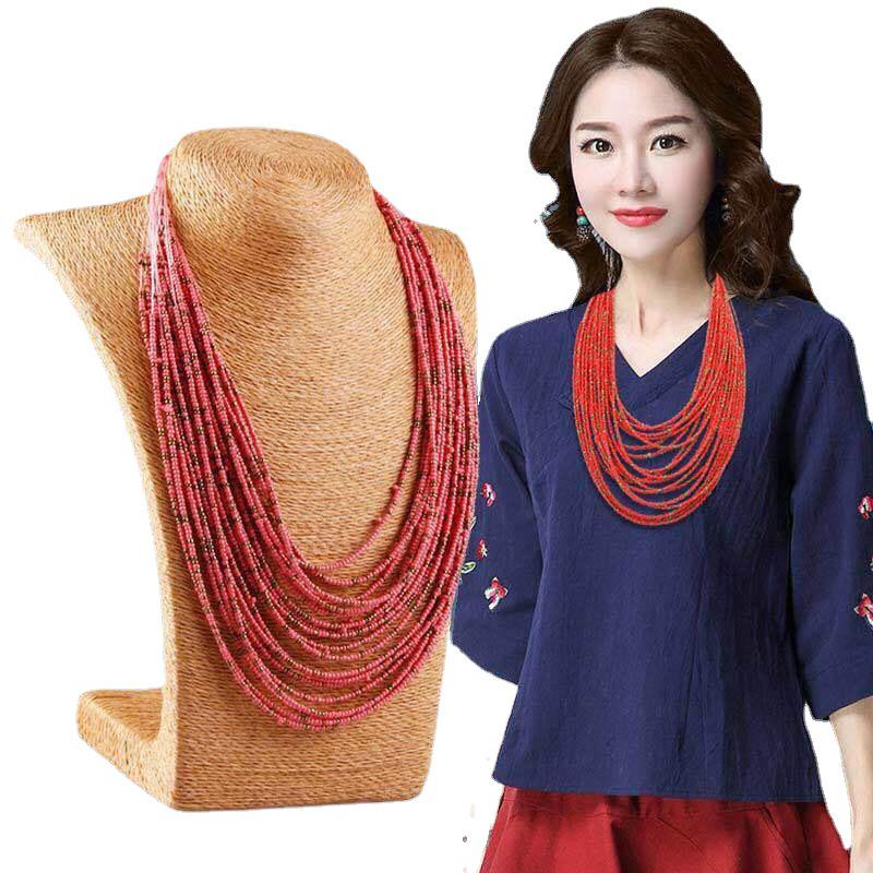 Bohemian Ethnic Hand-Woven Seed Bead Necklace Set