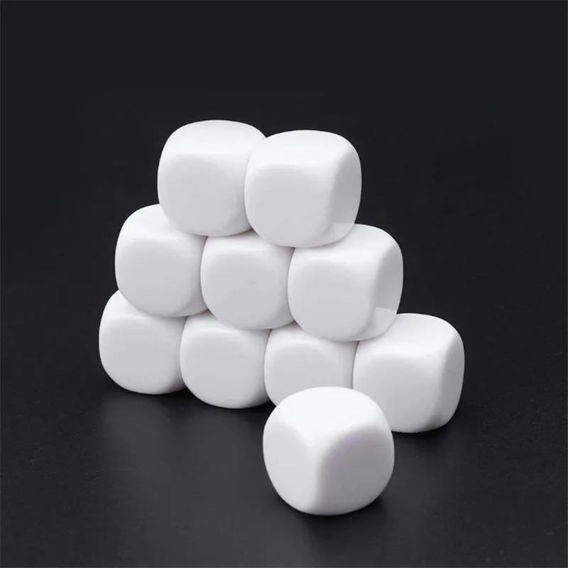 10 stuks 10 mm 12 mm 14 mm 16 mm 18 mm 20 mm 25 mm 30 mm Blanco D6 Acryl Witte Dobbelstenen Met Ronde Hoek Voor Doe-het-zelf Schrijven Schilderen Graffiti