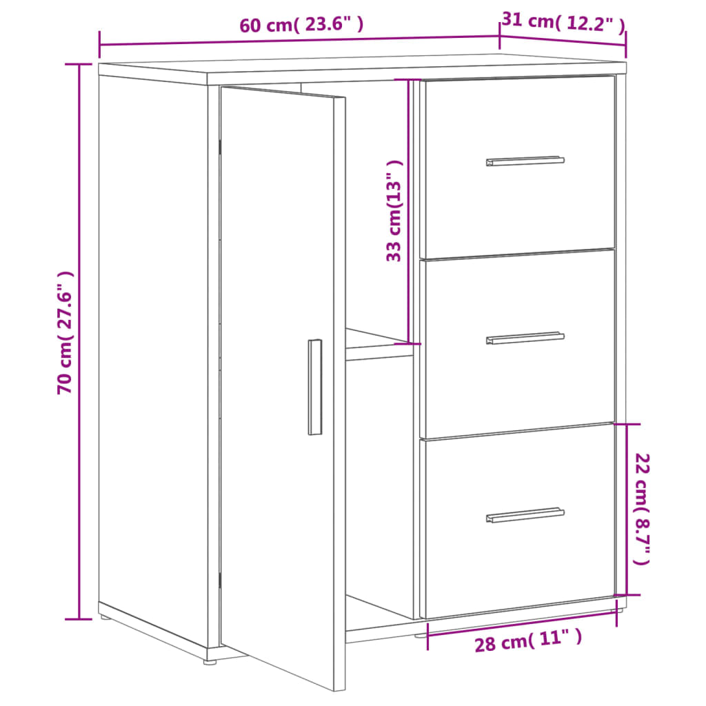 Sideboard Sonoma Oak 60 x 31 x 70 cm Particleboard