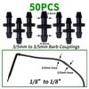 Hose Connector for Garden Irrigation Irrigation System Connectors 50 Pcs Barbed Hose Connectors Set 1/4 Universal Drip for 4/7