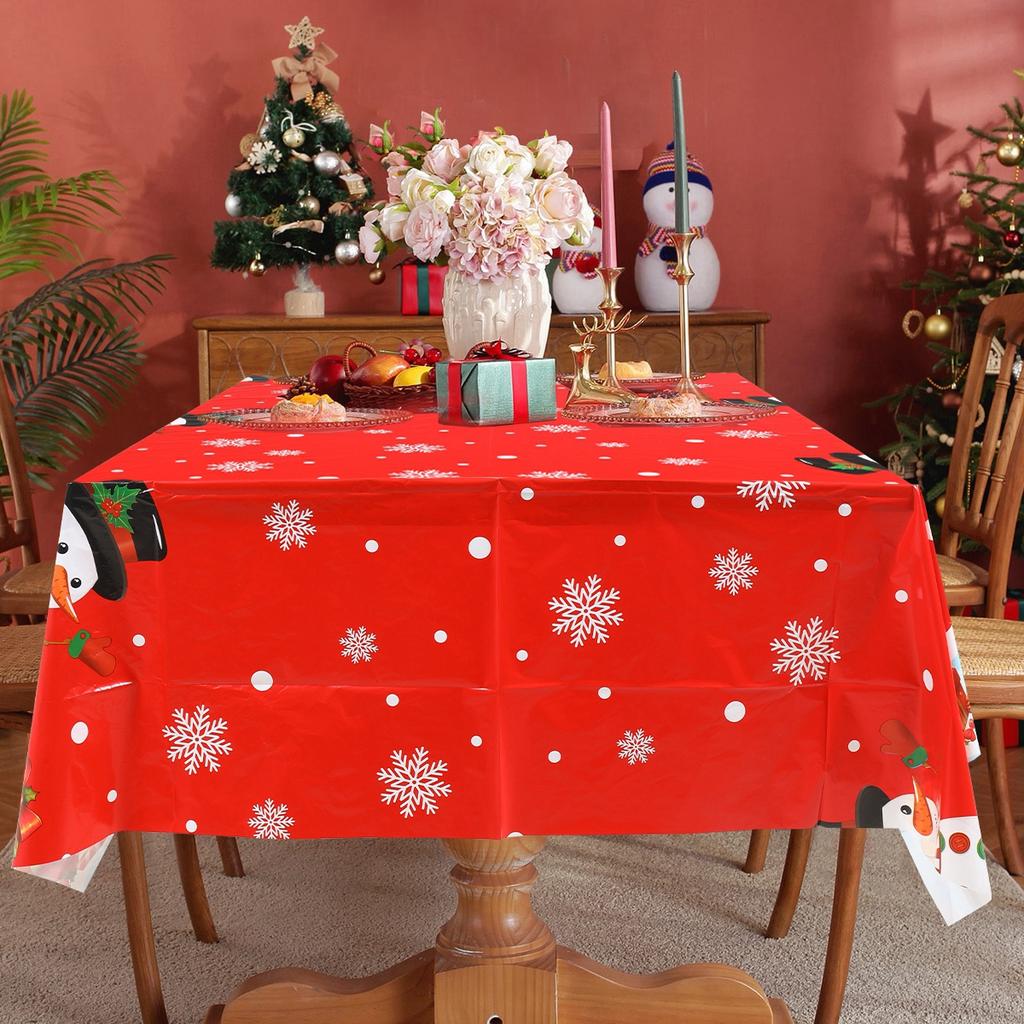 Christmas Snowflake Plastic Tablecloth Merry Christmas Decorations for Home 2025 Navidad Natal Xmas Table Ornament New Year 2026