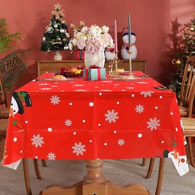 Christmas Snowflake Plastic Tablecloth Merry Christmas Decorations for Home 2025 Navidad Natal Xmas Table Ornament New Year 2026