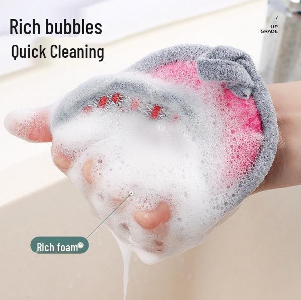 Dual-Sided Non-Shedding Figure-Eight Dishwashing Sponge with Silver Wire for Multi-Functional Cleaning