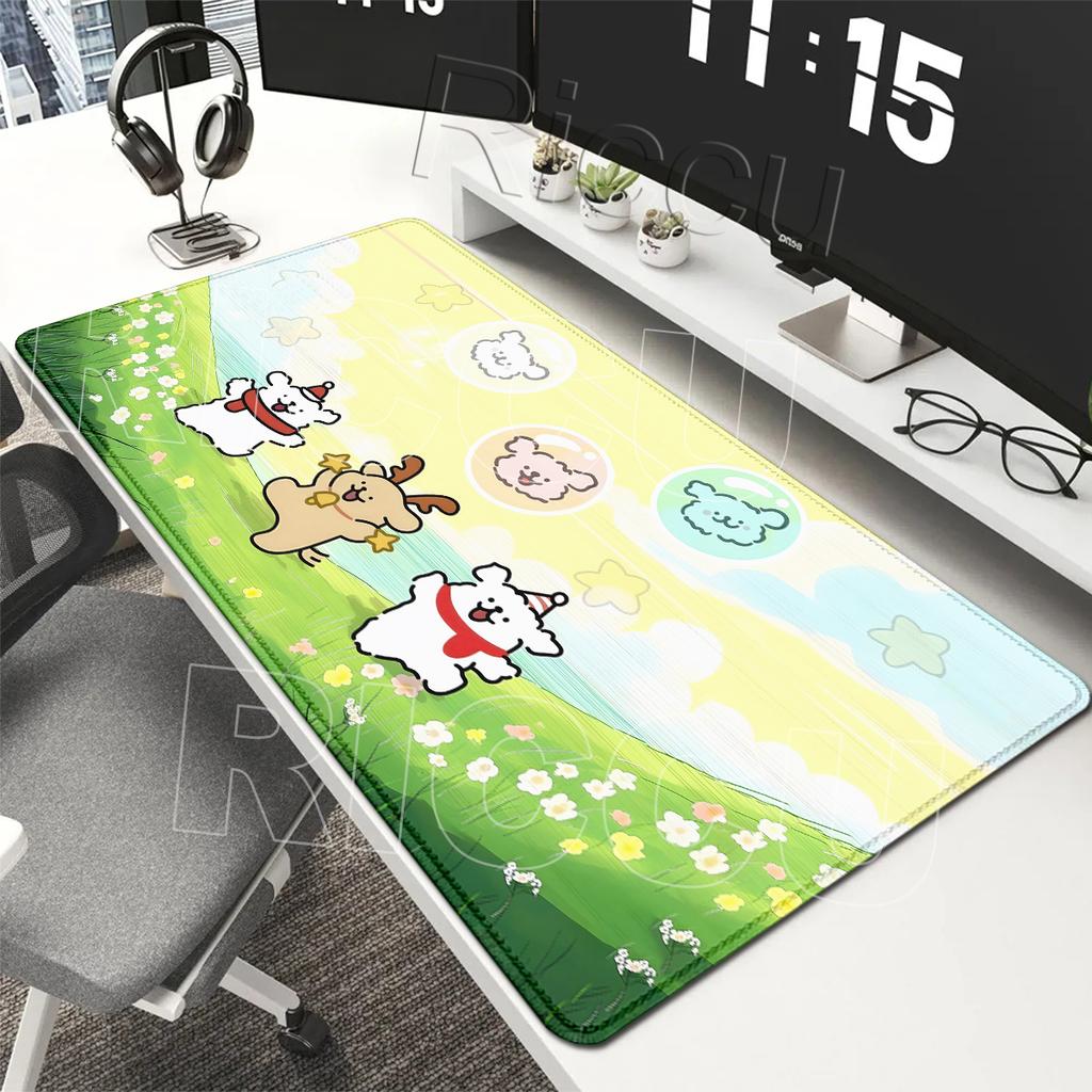 Kawaii Vonal Kutyás Egérpad Nagy Játékos PC Számítógép Játékos Billentyűzet Zárt Szélű Szőnyegek Puha Gumi Szőnyegek Csúszásmentes Szőnyeg Ingyenes Szállítás