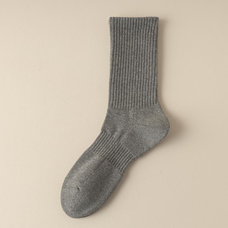Men's Autumn and Winter Long Soft Cotton Socks, Solid Color Business Series Men's Socks, Sweat-absorbing and Breathable Mid-calf Sports Socks