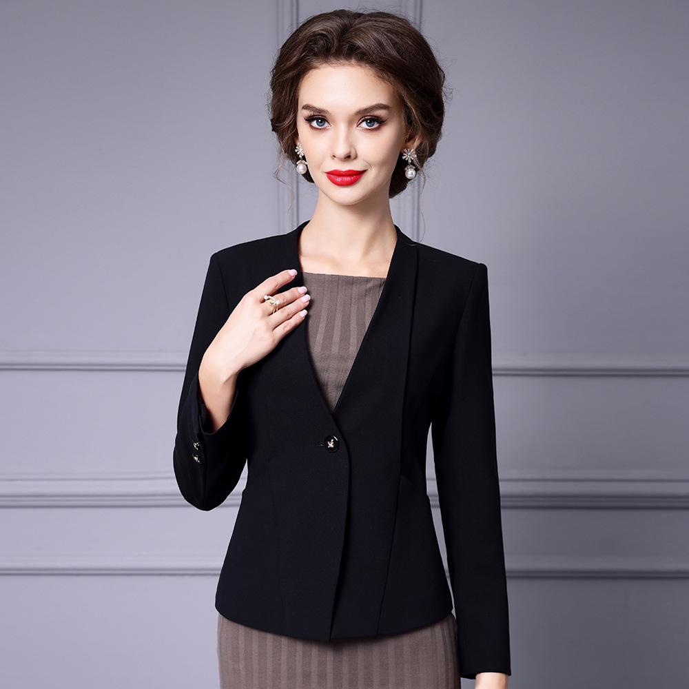 Zhili Women's Slim Black Suit Jacket - Elegant, Classy Spring 2025 Fashion