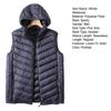 Men Winter Waistcoat Hooded Sleeveless Zipper Closure Vest Coat with Pockets Solid Color Casual Cotton Waistcoat