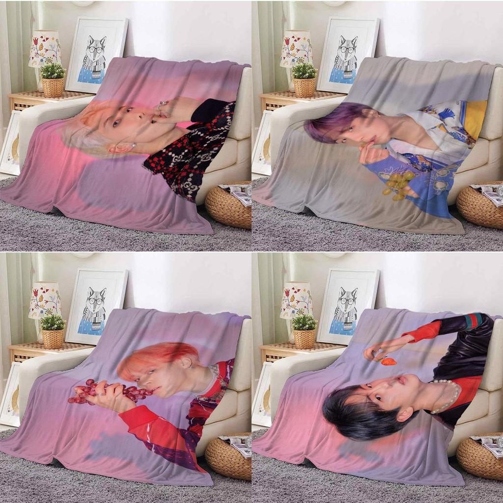 Bts Character Print Coral Fleece Sofa Air Conditioning Blanket Sofa Decoration
