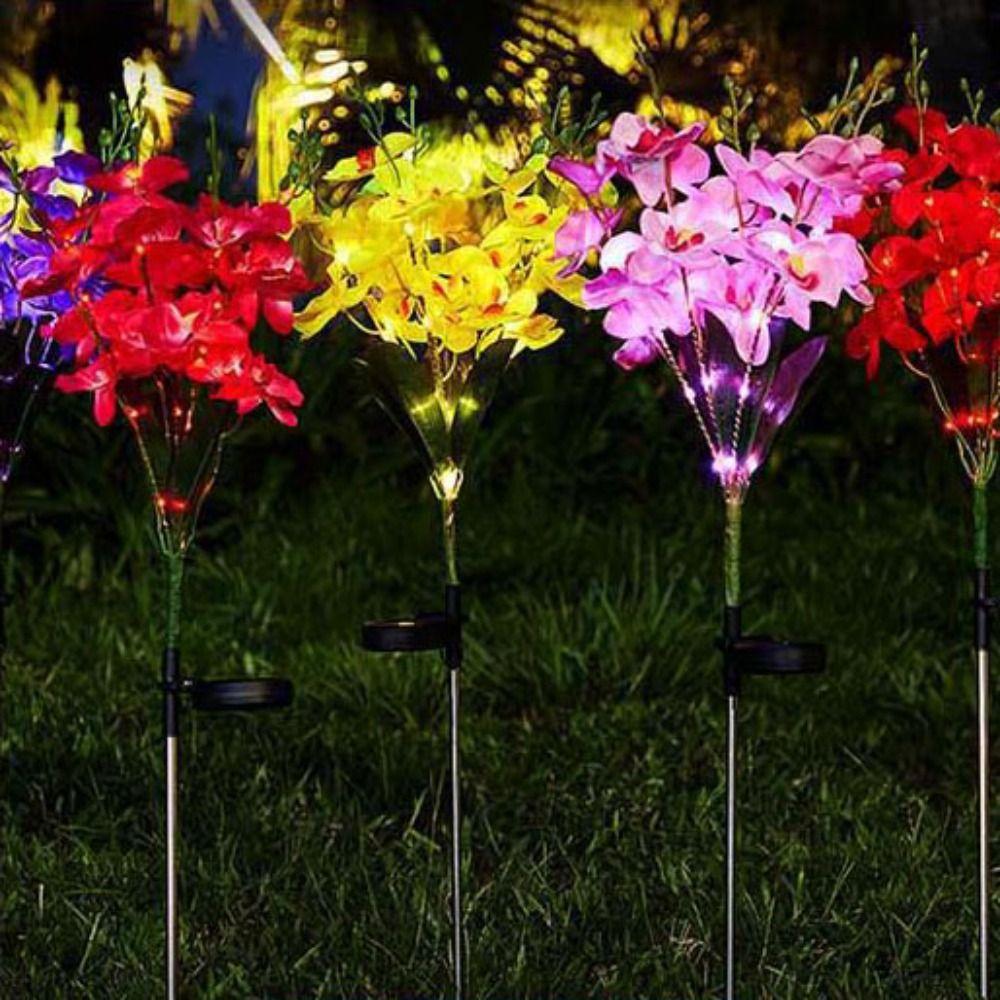 Waterproof Solar Butterfly Flower Lamp Stake Light Weather Resistant Solar Powered LED Light Simulation Orchid Butterfly Design