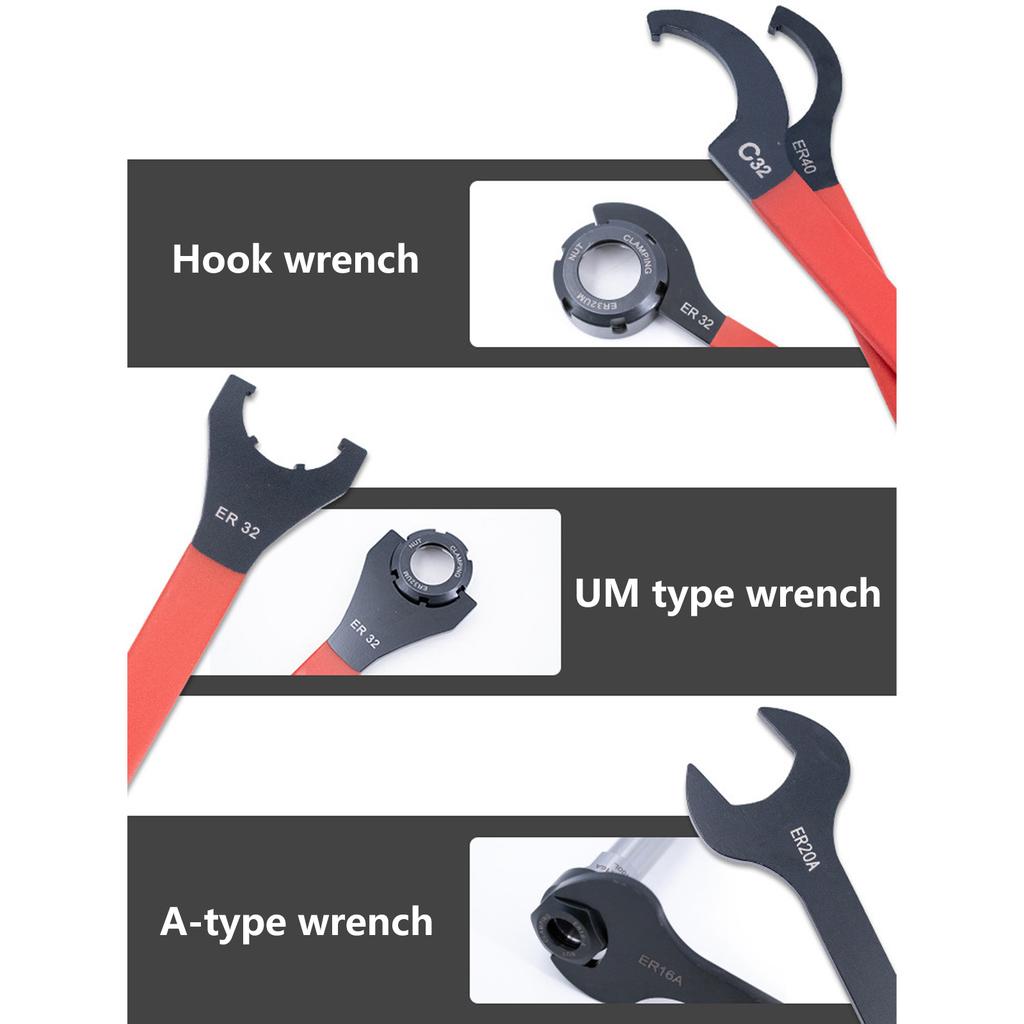 4Pcs Crescent Jaw Hook Head Wrenches High Strength Steel Narrow Space Access Tool For Mechanical Maintenance