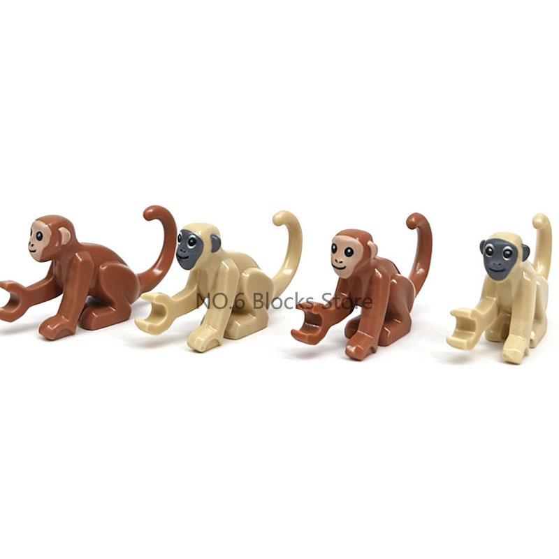 MOC Animali Blocchi da Costruzione Zoo della Foresta Tigre dai Denti a Sciabola Orso Alce Elefante Aquila Squalo Scimmia Leone Giocattolo Mini Mattoncino Regalo per Bambino S09