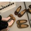 French retro suede light mouth single shoes women's 2025 early spring new shoes flat bow ladyshoes Doudou shoes