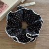 1pc Black and White Polka Dots Four-layer Pleated Large Intestine Hair Ring,simple and Elegant Head Flower Tied Ponytail and Bun