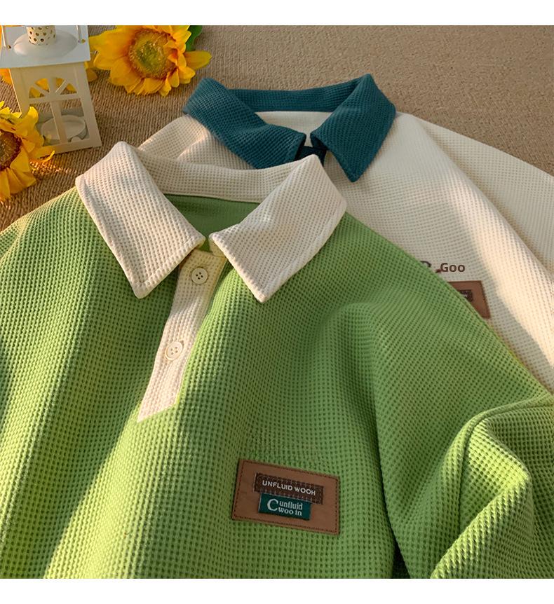 Pánské retro trendové polo tričko s krátkým rukávem - Těžká bavlna, Univerzální, Americký styl, Letní móda