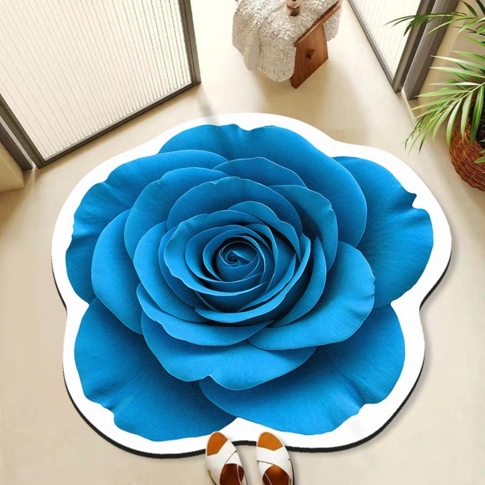 Algae Mud Rose Floor Mat Special-shaped Bathroom Floor Mat Flower Carpet  for Bedside Cloakroom