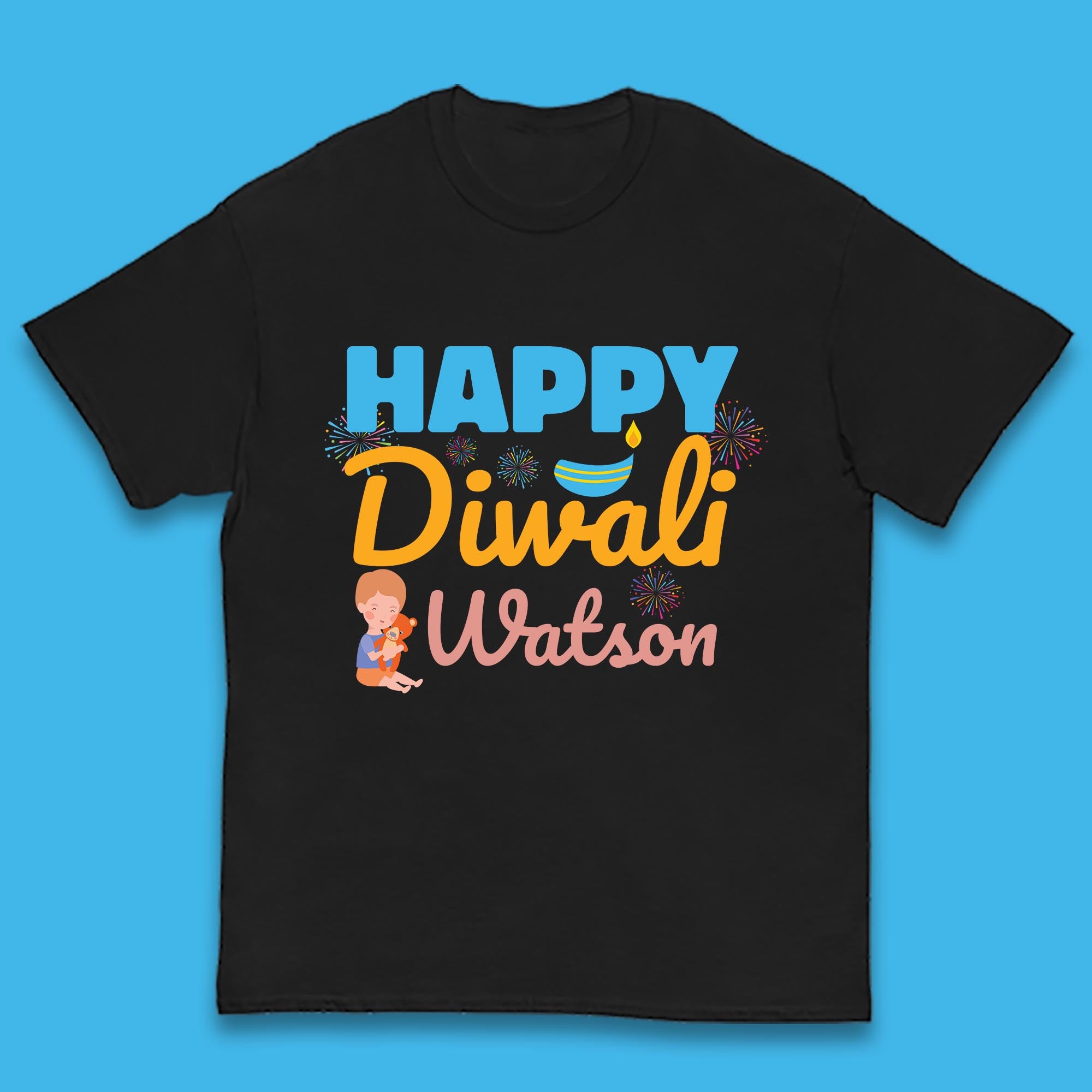 Personalised Happy Diwali Festival Of Lights Your Name Indian Diwali Holiday Celebration Kids T Shirt 130