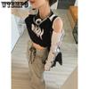 WTEMPO Kontrast Cropped Tops Frauen Y2K Aushöhlen Langarm T-Shirts Sommer Koreanische Slim-fit Tees Streetwear