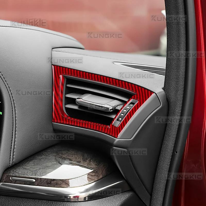 Real Soft Carbon Fiber Sticker For Toyota Alphard 2015-2018 2019 2020 2021 2022 2023 RHD Car Center Console Side Air Outlet Trim.