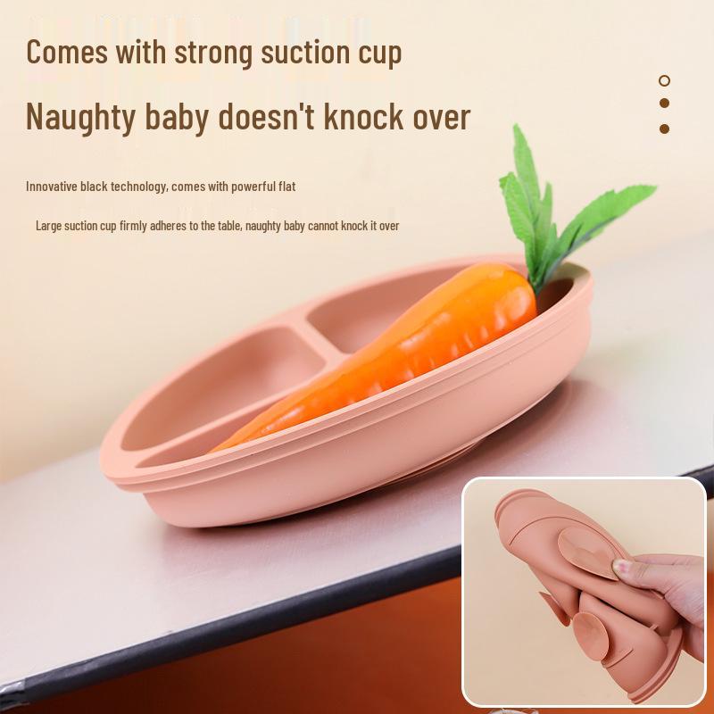 Children's Silicone Divided Plate Set: Food-Grade Tableware with Fork & Spoon for Babies and Toddlers